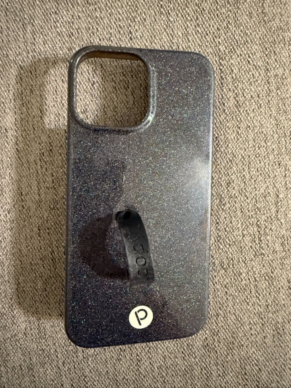 Loopy Case Glitter Black Phone Case with Loop Grip